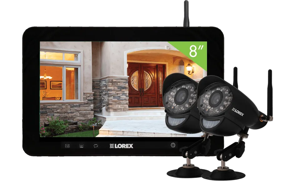 Wireless home camera system with 2 outdoor cameras