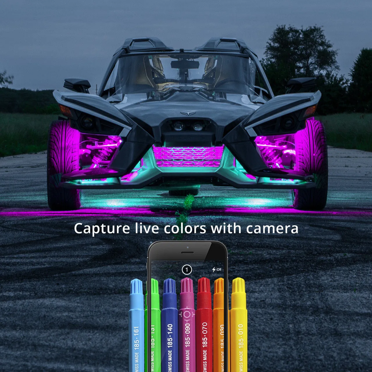 XKGlow LED Underglow Light Kit (Polaris Slingshot) w/ XKCHROME Smartphone App Controller - Standard or Advance