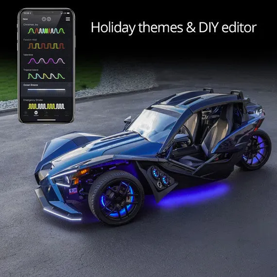 XKGlow LED Underglow Light Kit (Polaris Slingshot) w/ XKCHROME Smartphone App Controller - Standard or Advance