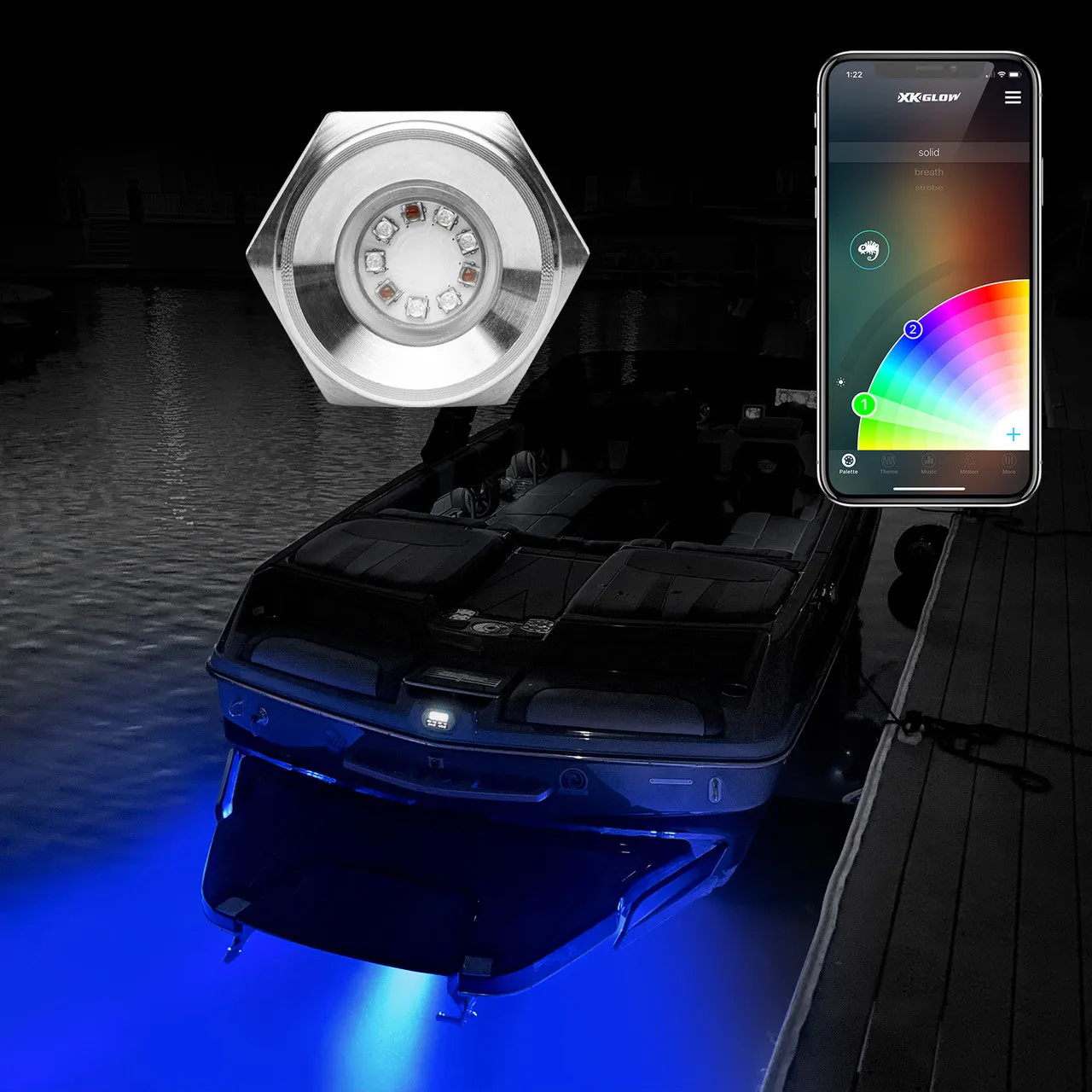 XKGlow RGB Led Drain Plug Boat Light Kit [13 watts] - 1pc