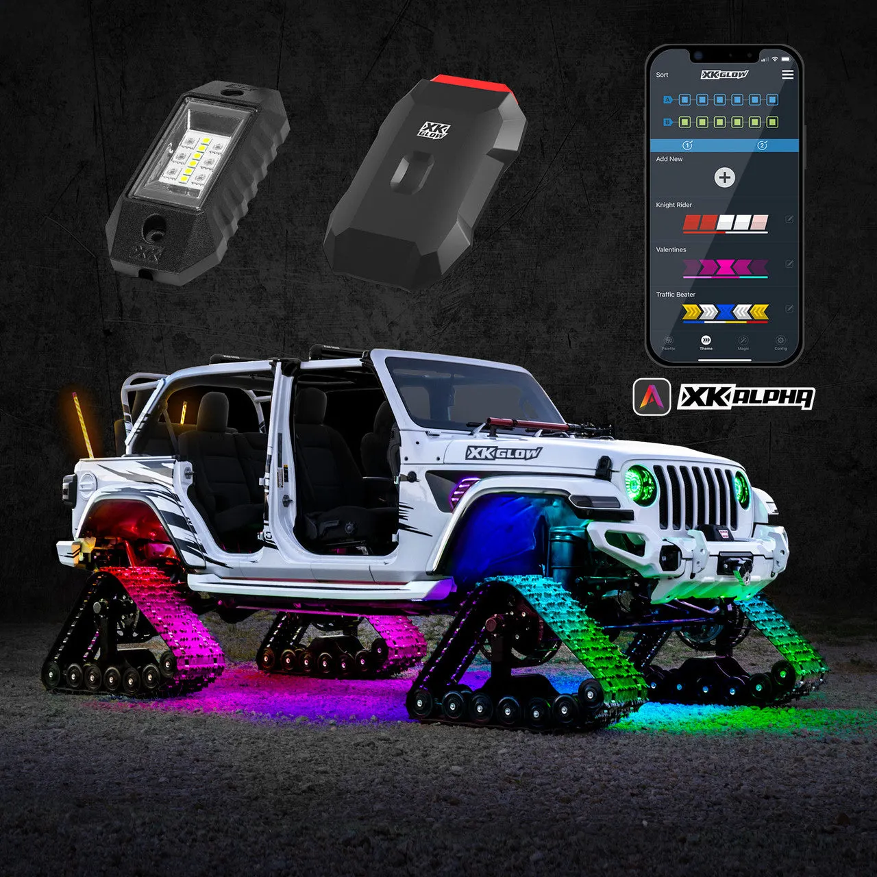 XKGlow RGBW Addressable LED Rock Light Kits [XKalpha App Controlled] Standard or Advance