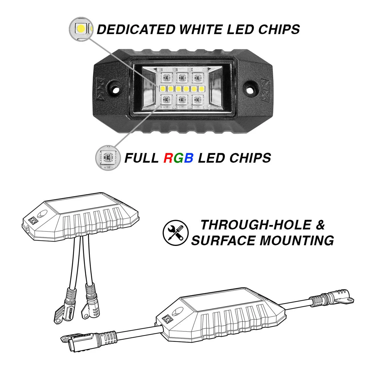 XKGlow RGBW Addressable LED Rock Light Kits [XKalpha App Controlled] Standard or Advance