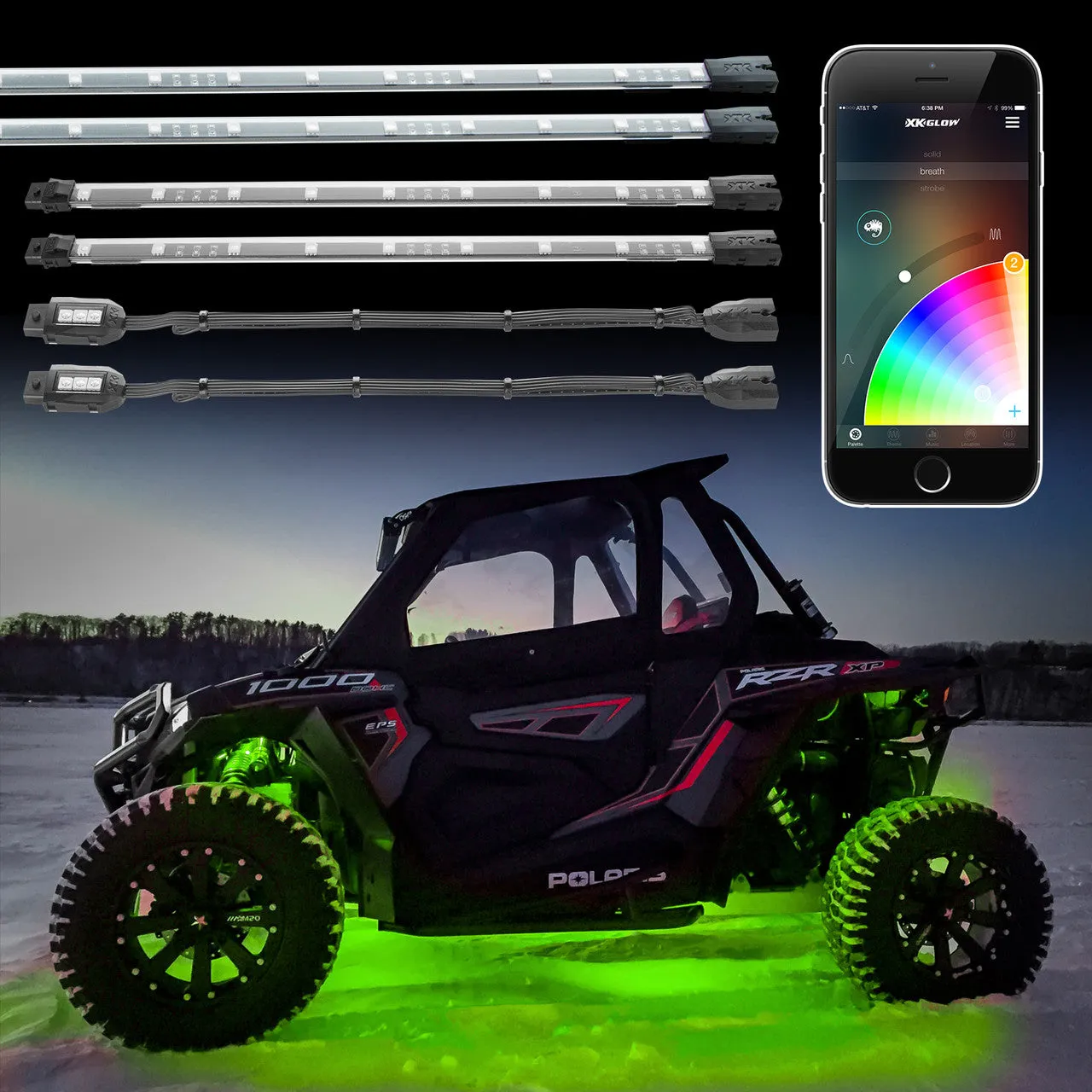 XKGlow UTV Side by Side Led Accent Light Kits w/ XKchrome Smartphone App - 28 or 34pcs