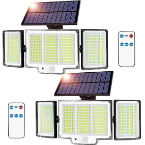 YOYONACY Solar Outdoor Lights - 2500LM, 348 LED Motion Sensor Lights with Remote Control, 3 Adjustable Heads, and IP65 Waterproofing for Ultimate Security and Illumination in Your Yard and Patio