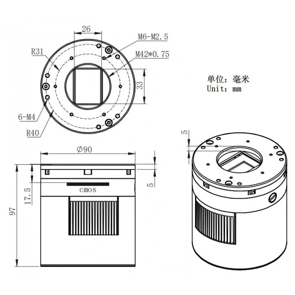 ZWO ASI2600MM-PRO – 26MP APS-C Monochrome Camera with Zero Amp Glow